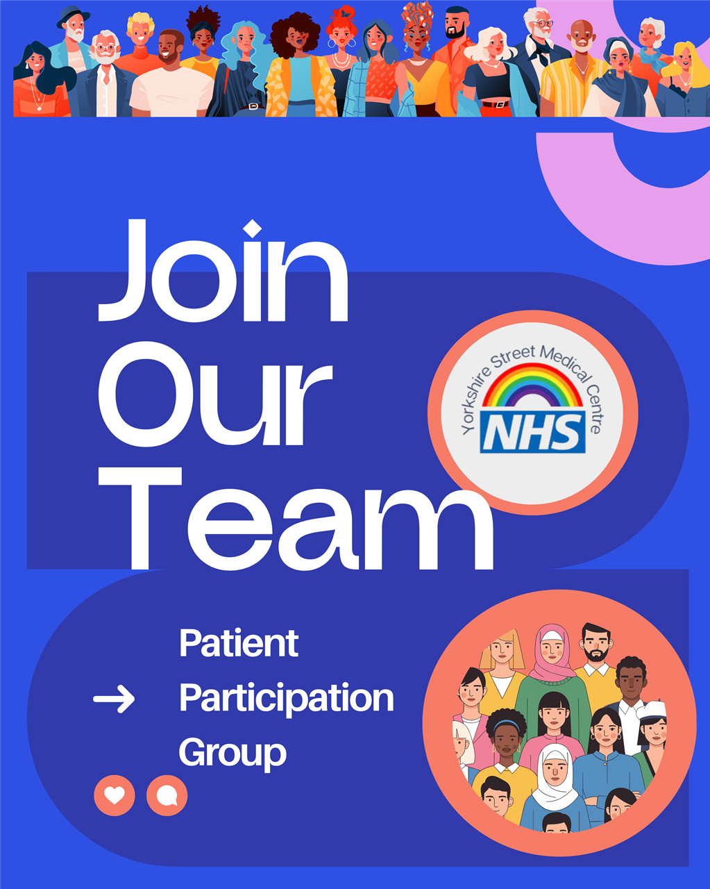 poster stating join our team Patient participation group